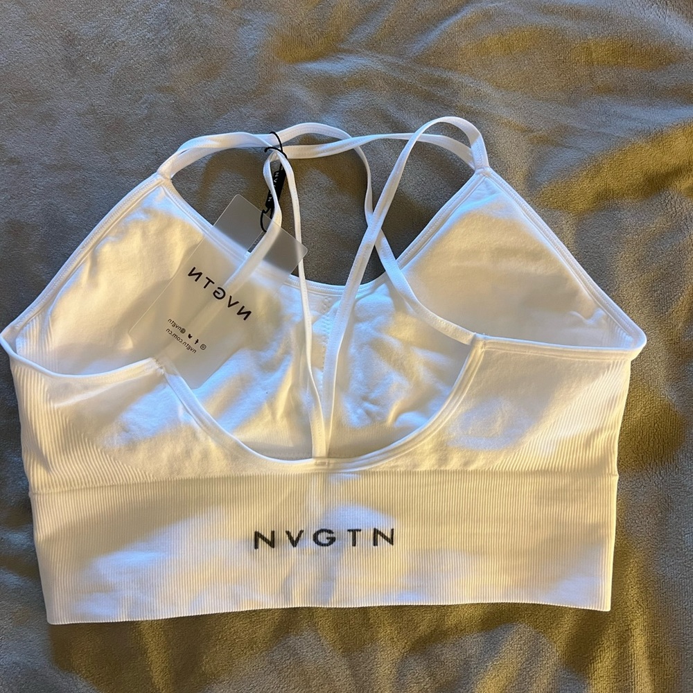 NVGTN WHITE SPORTS BRA NEW